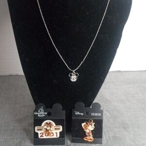 Disney Mickey Mouse Necklace and Pins Set
